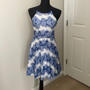 Blue floral print dress